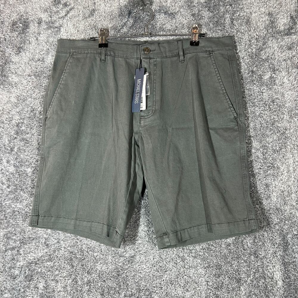 Michael Stars Shorts Mens 34 Gray Button Fly 9.5" Inseam Casual Chino New